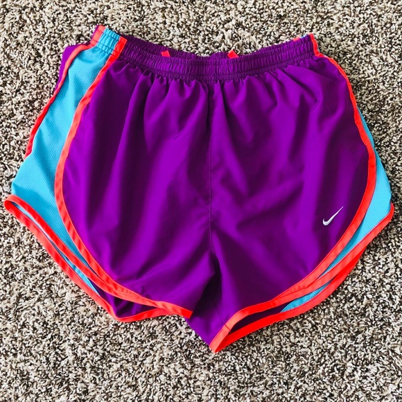 purple and blue nike shorts